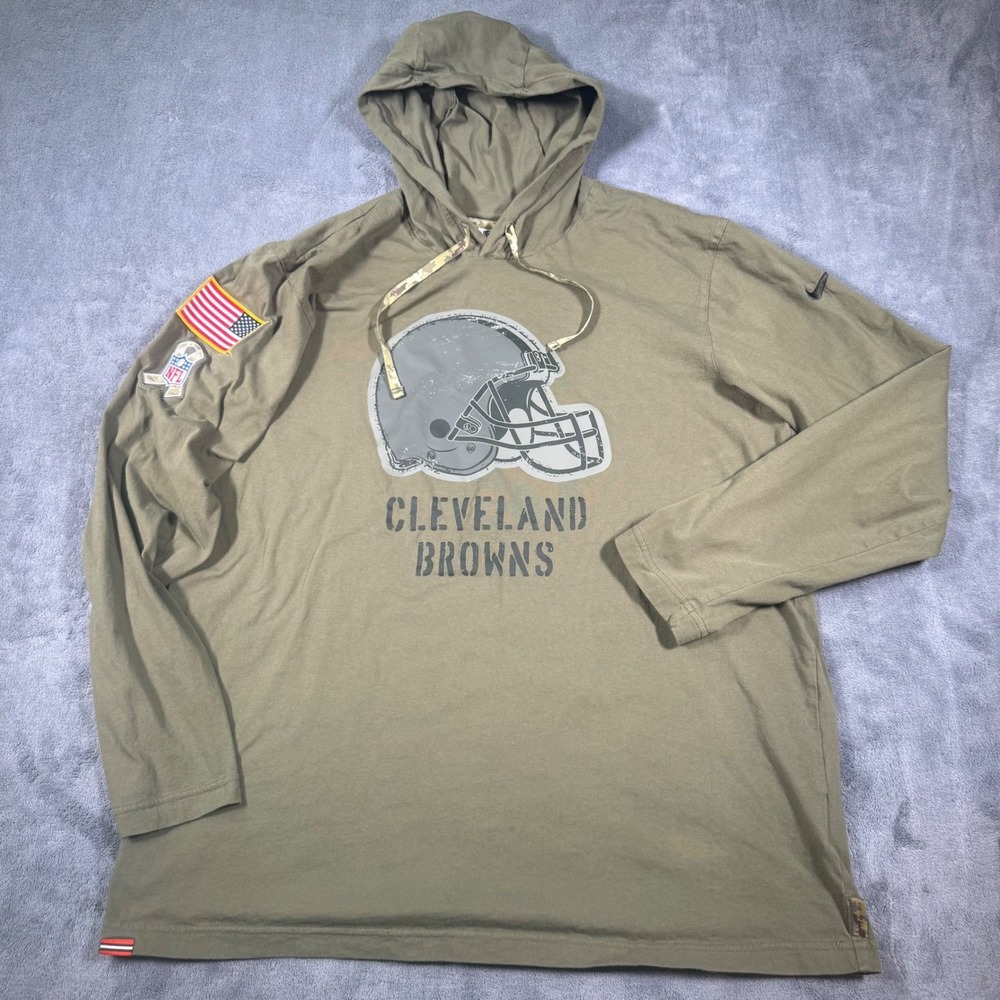 Nike Cleveland Browns Salute To Service Lightweight Hoodie Mens L Olive Green